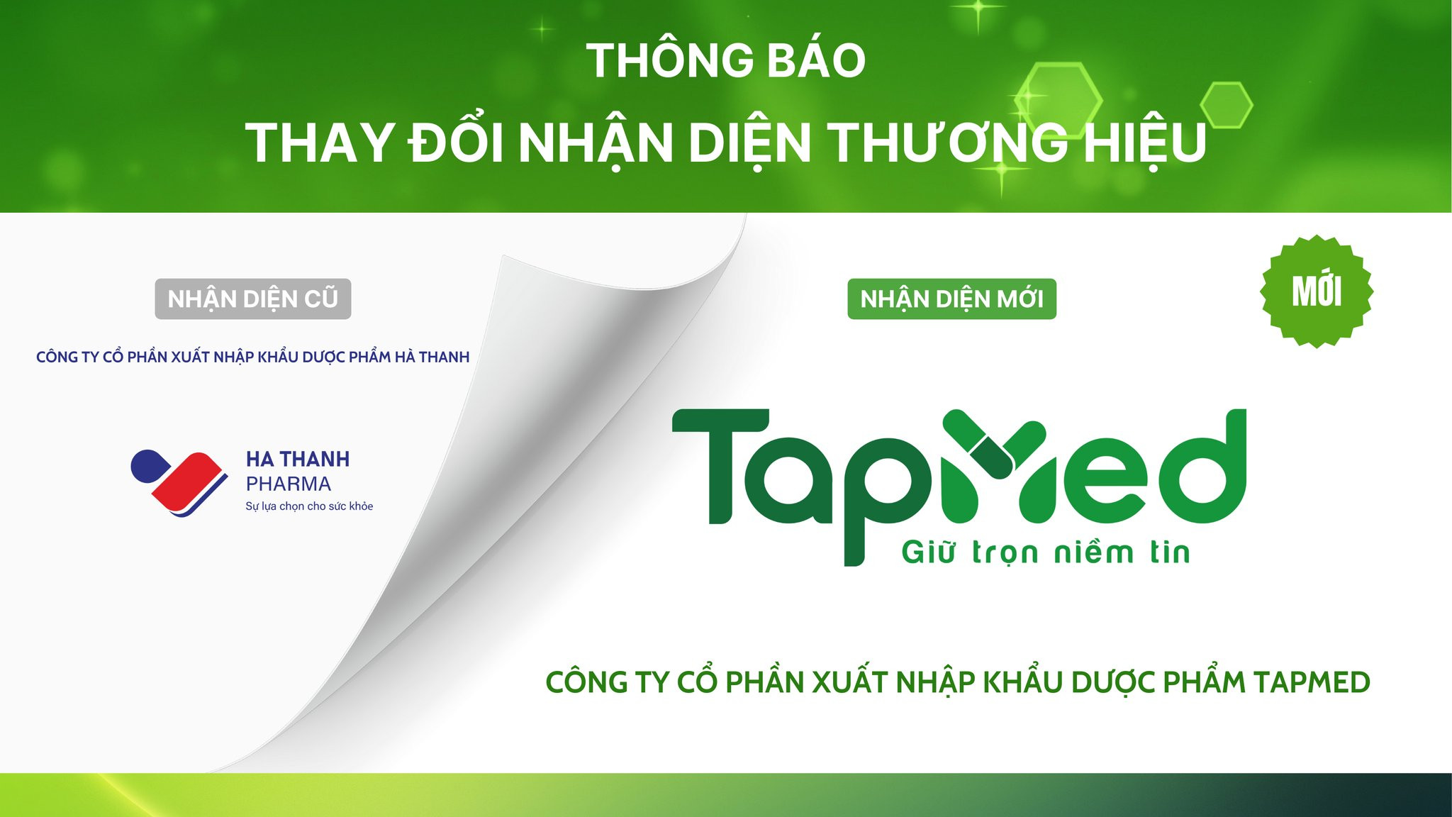 DƯỢC PHẨM HÀ THANH THAY ĐỔI NHẬN DIỆN MỚI VỚI TÊN GỌI TAPMED